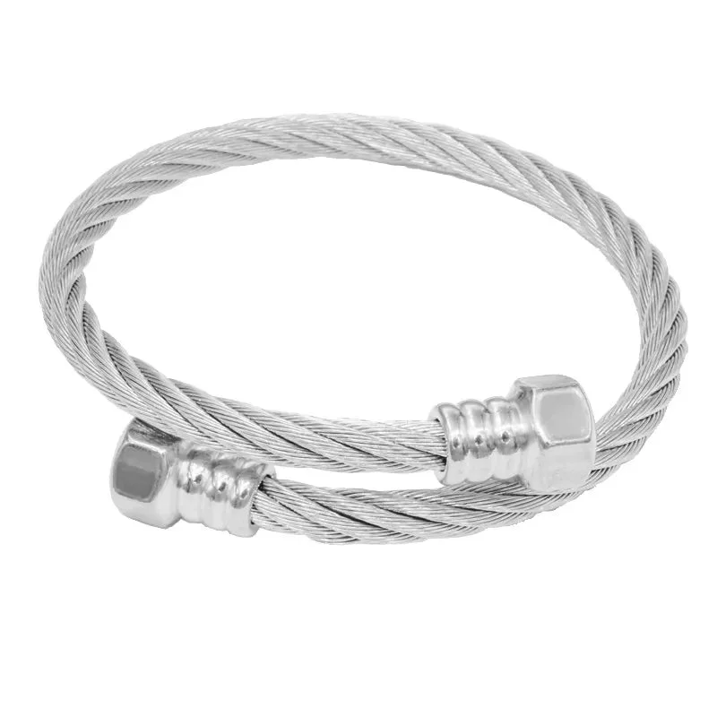 Ladies luxury charm bangles-Stainless Steel Bolt Wire Bangle