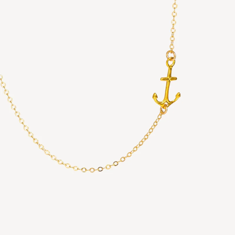 Ladies layered chain necklaces-Small Anchor Necklace