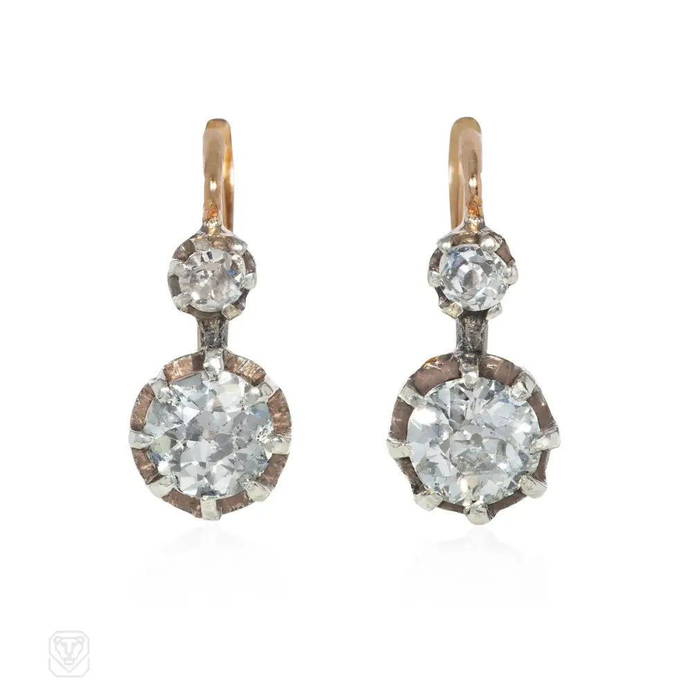 Ladies stud earrings-Antique French diamond dormeuse earrings