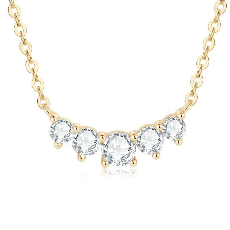 Ladies birthstone pendant necklaces-Diamond Row Chic Simplistic Necklace | S925 | Moissanite