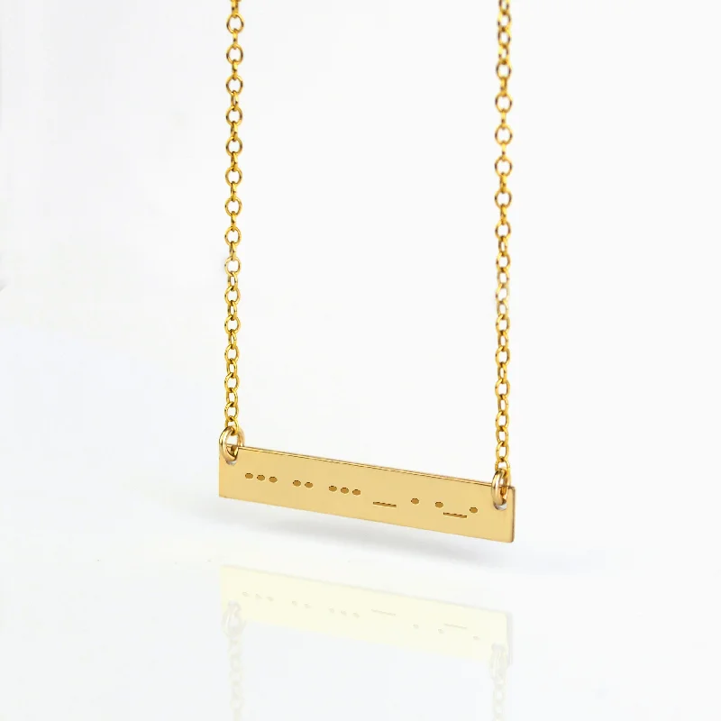 Ladies inspirational necklaces-Morse code necklace - Silver, Gold or Rose Gold Bar