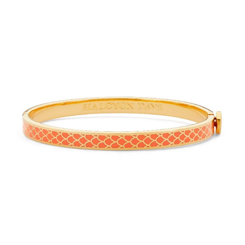 Ladies minimalist bracelets-Skinny Salamander Orange & Gold Bangle