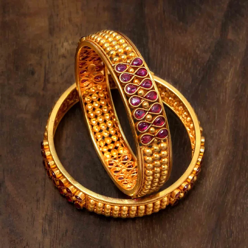 Ladies elegant bracelets-Stone Gheru Bangle PSGRBSR12R-23-006