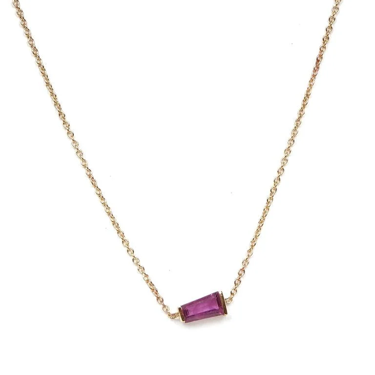 Ladies infinity necklaces-Tapered Baguette Ruby Necklace