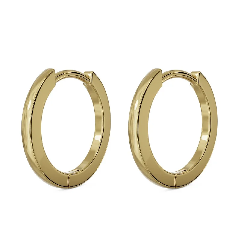 Ladies cubic zirconia earrings-12.5mm Solid Gold Huggie Hoop Earrings