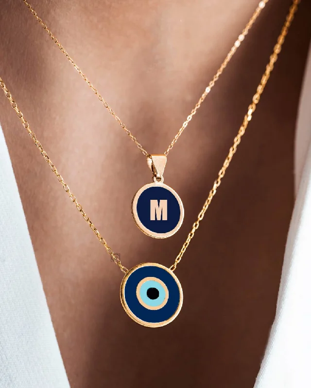 Ladies modern pendant necklaces-Enamel English Initial Necklace