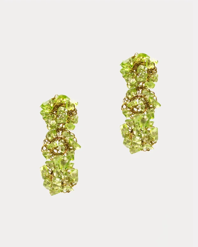 Ladies statement earrings-Rocks Cluster Earring Green