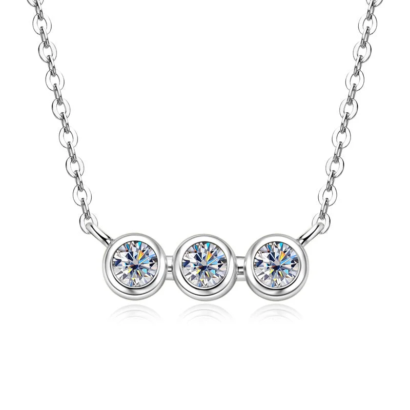 Ladies silver heart necklaces-Constellation Parallel Necklace | S925 | Moissanite