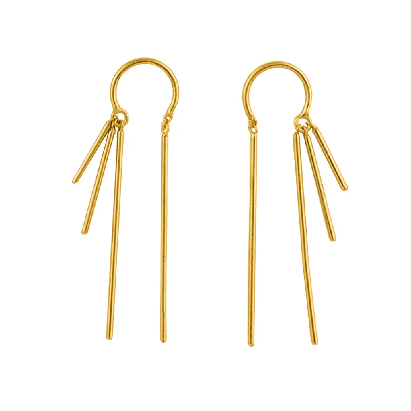 Ladies stud earrings with gemstones-Fringed Dancer Threaders in Gold