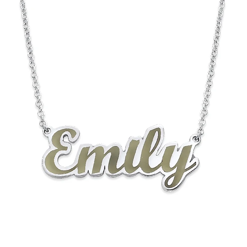 Ladies lockets with engravings-Custom Enamel Name Necklace