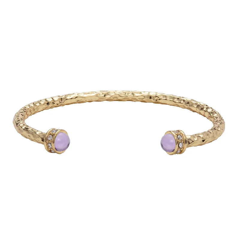 Ladies antique bracelets-Hammered Torque Amethyst & Gold Bangle