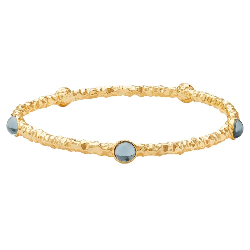 Ladies handmade bracelets-Cabochon Aquamarine & Gold Push-On Bangle