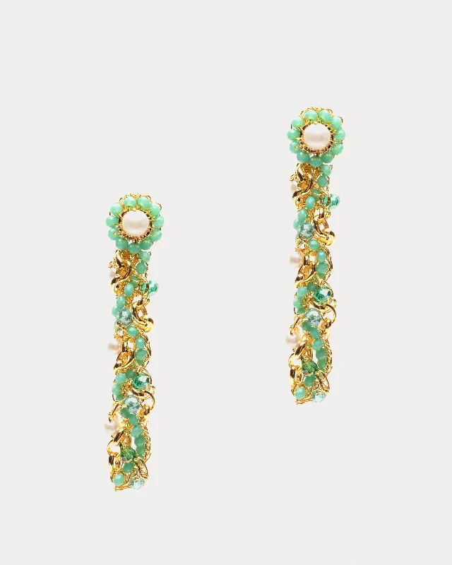 Ladies hoop earrings-Hera Drop Earring Gold Teal