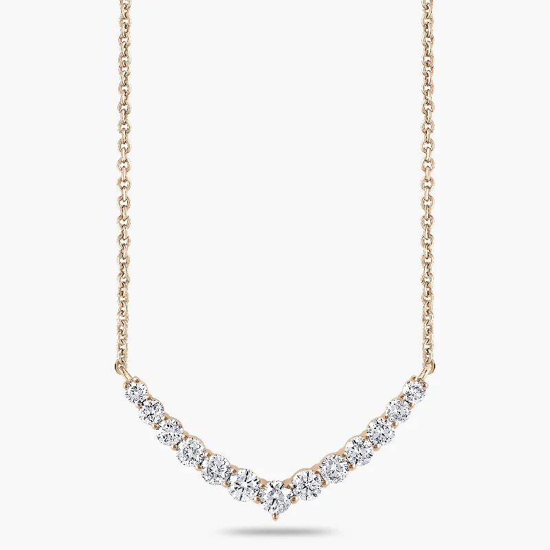 Ladies celestial-themed necklaces-Round Diamond Graduated Necklace