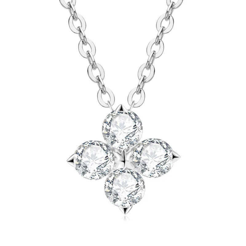 Ladies simple gold necklaces-Clover Diamond Pendant Necklace | S925 | Moissanite