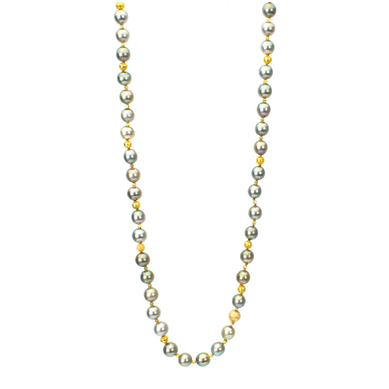 Ladies luxury platinum necklaces-Tahitian Pearl Strand