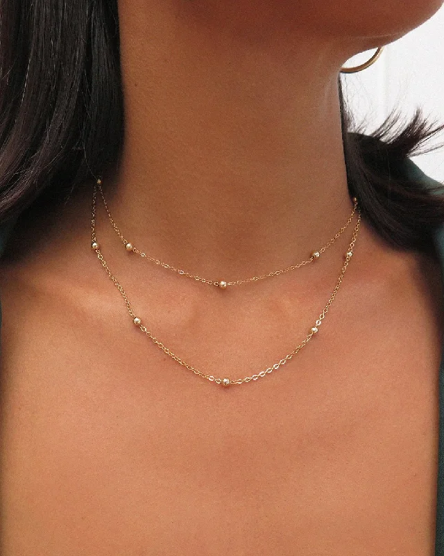 Ladies minimalist gold necklaces-Five Bead Necklace