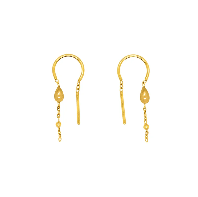 Ladies gold chandelier earrings-Teardrop Dancer Threaders in Gold - Top Teardrop