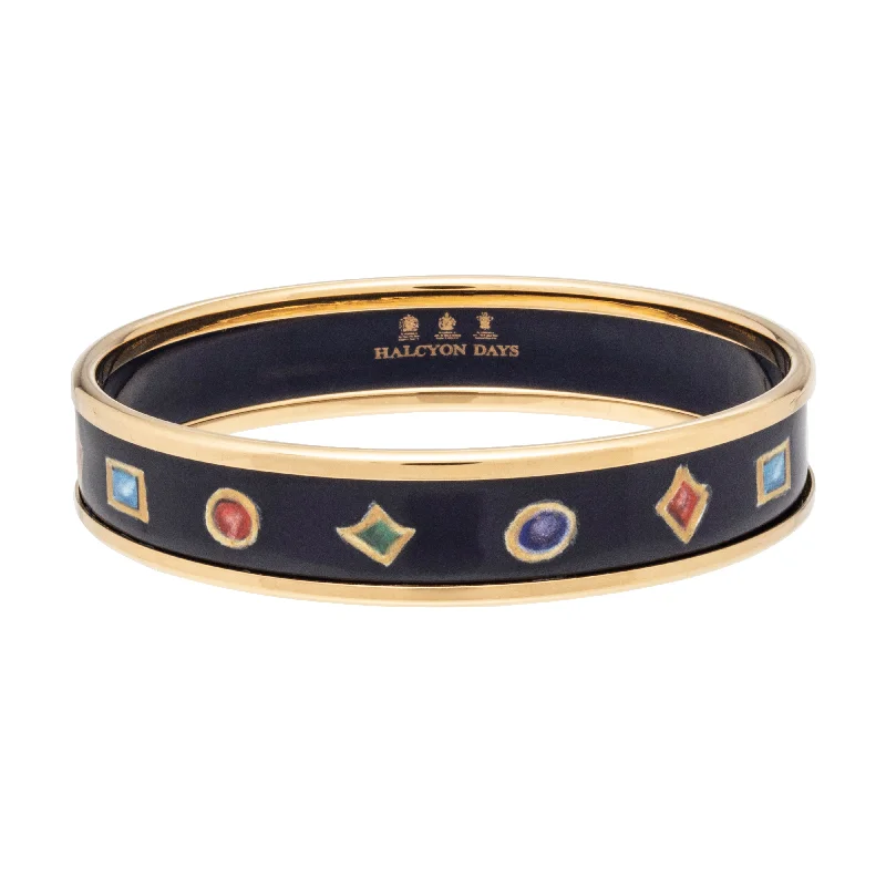 Ladies stackable bracelets-Crown Jewels Enamel Bangle