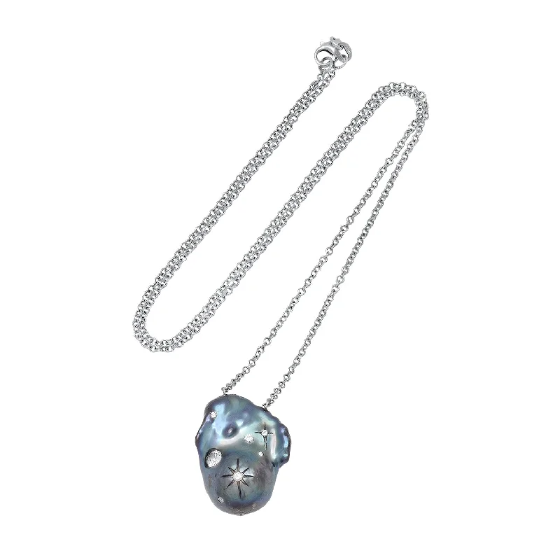 Ladies infinity charm necklaces-Galaxy Pearl Necklace