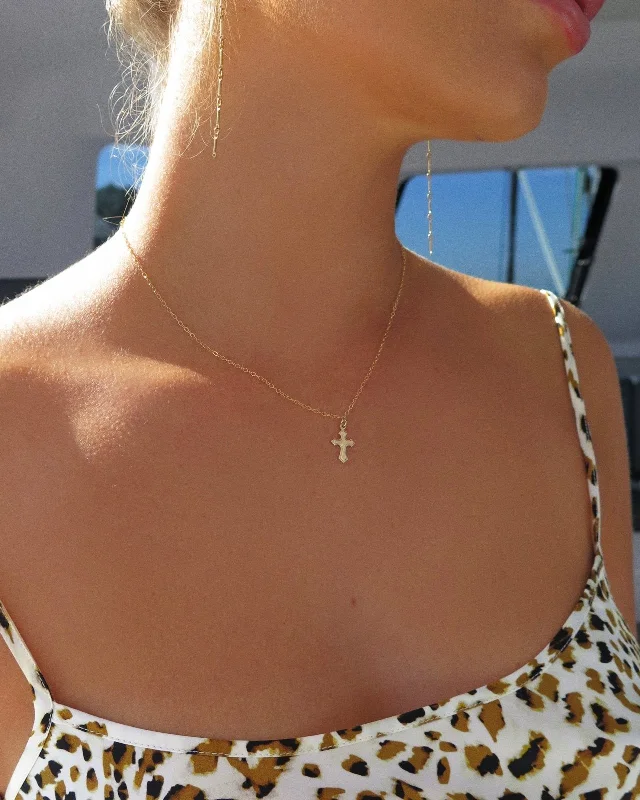 Ladies layered chain necklaces-Flared Cross Necklace