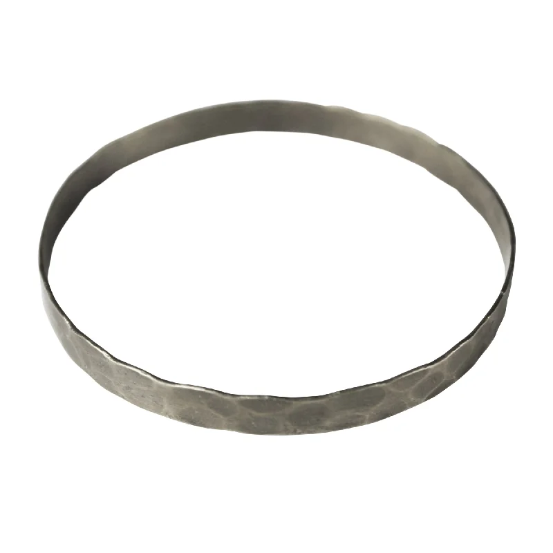 Ladies stackable bracelets-Eve Hammered Bangle, Silver - Sm