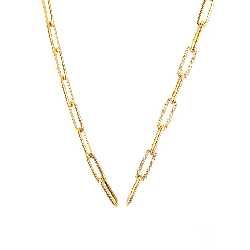 Ladies simple gold necklaces-Paperclip Link Chain