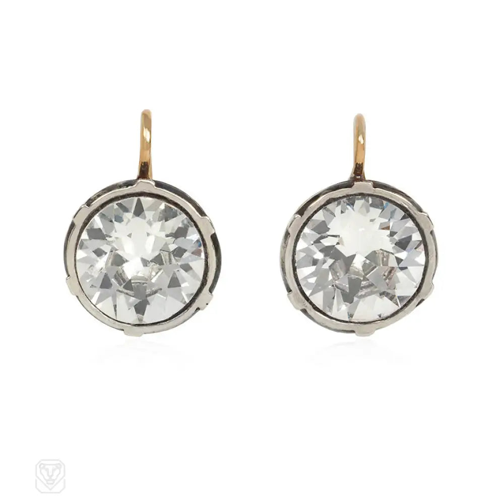 Ladies luxury drop earrings-Antique 2 ct. paste drop earrings, new mounts