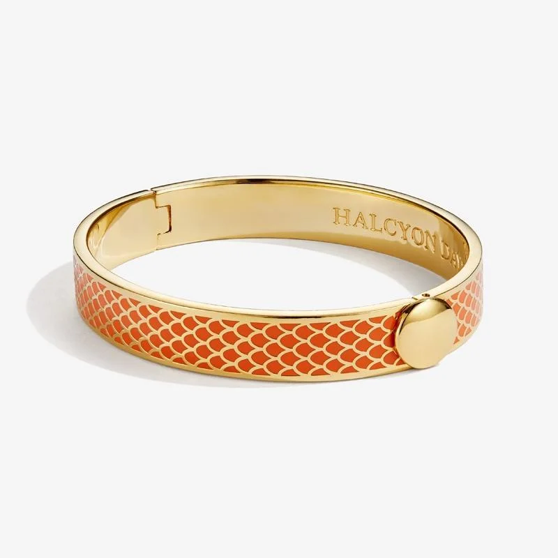 Ladies delicate bracelets-Salamander Orange & Gold Bangle