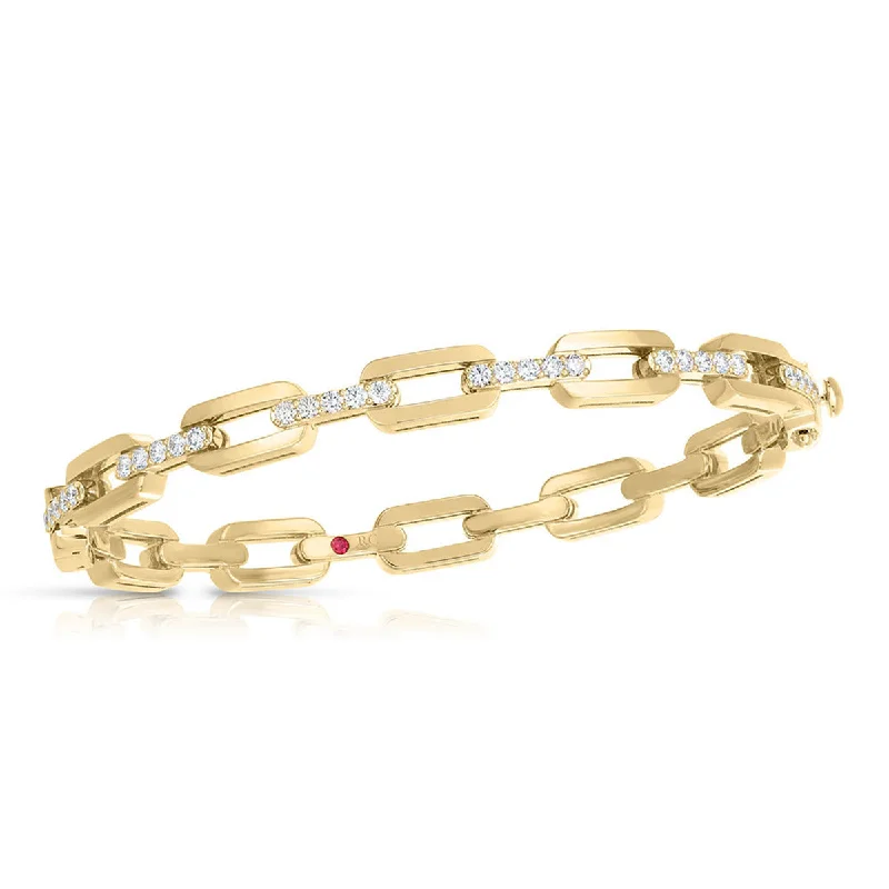 Ladies boho-chic bracelets-18K Gold Navarra Oro Classic Diamond Bangle