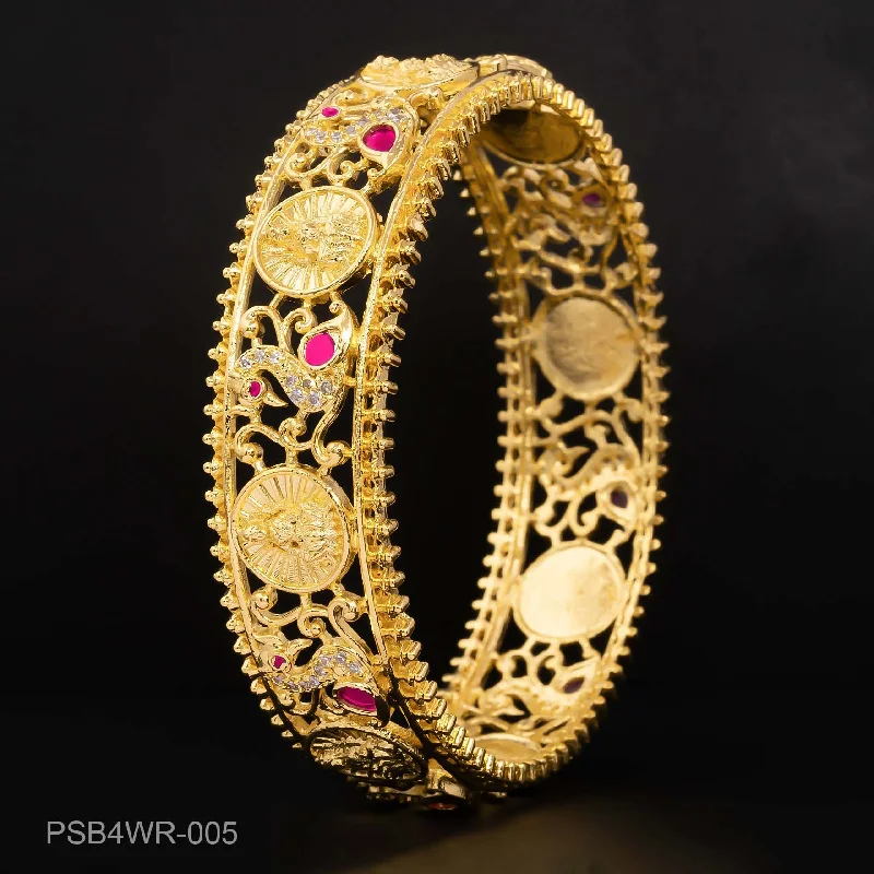 Ladies large gemstone bangles-24ct Heavy Gold Plated Stone Bangle PSB4WR-005