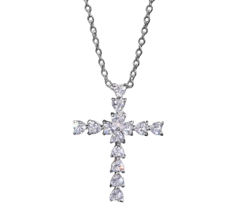 Ladies layered pendant necklaces-Heart Shaped Cross Pendant Necklace | S925