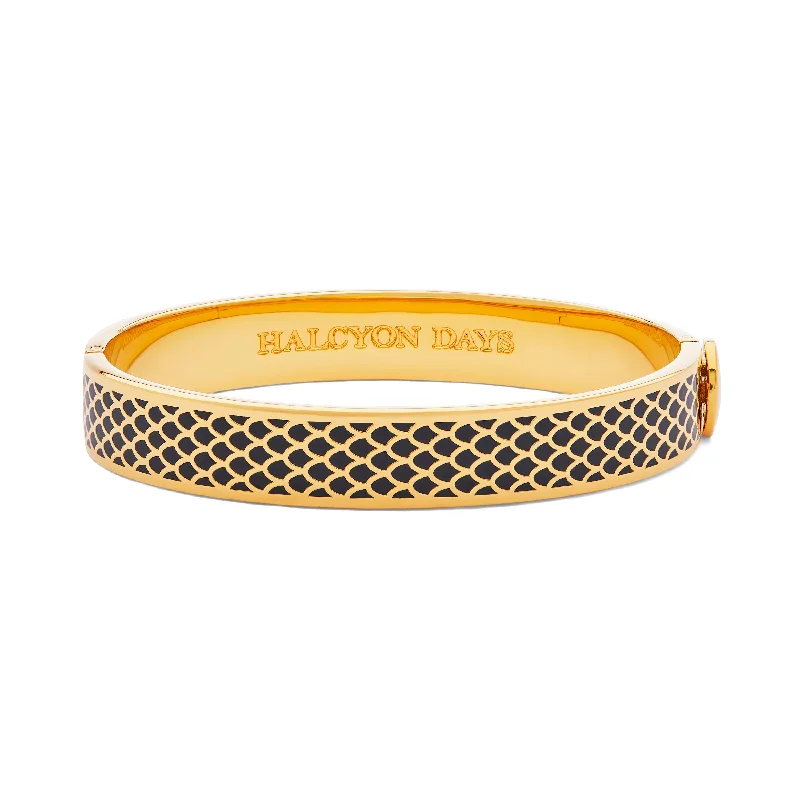 Ladies diamond tennis bracelets-Salamander Black & Gold Bangle