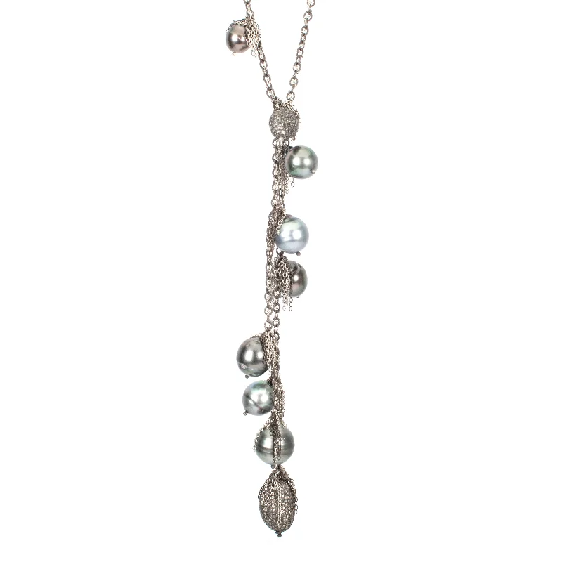 Ladies luxurious gemstone necklaces-Tahitian Pearl Lariat