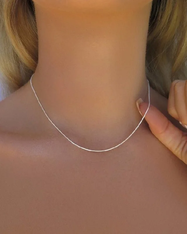 Ladies minimalist necklaces-Mini Snake Necklace  - Sterling Silver