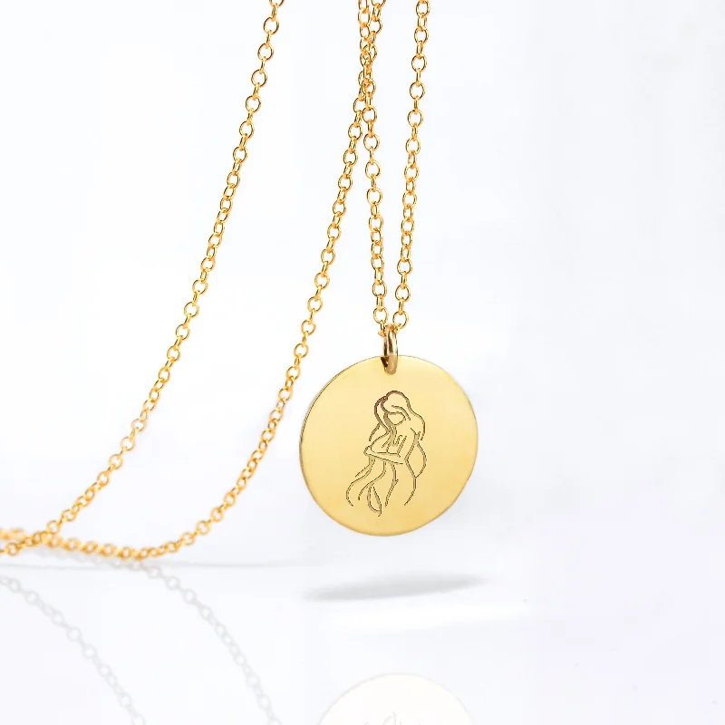 Ladies silver necklaces-Zodiac Image Necklace : Silver, Gold or Rose Gold filled