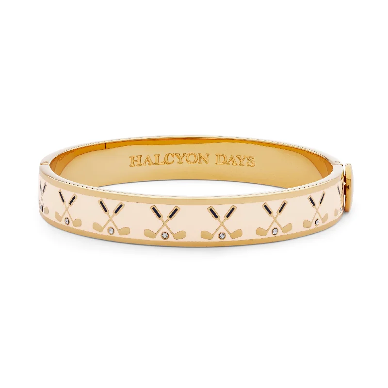 Ladies bohemian-style bracelets-Golf Club Cream & Gold Bangle