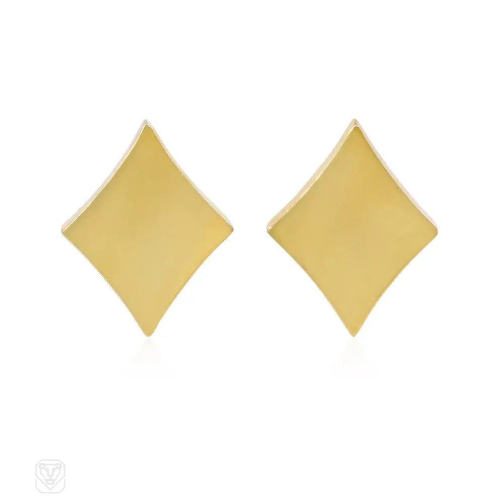 Ladies hoop earrings-1970s Aldo Cipullo for Cartier gold suit of diamonds earrings