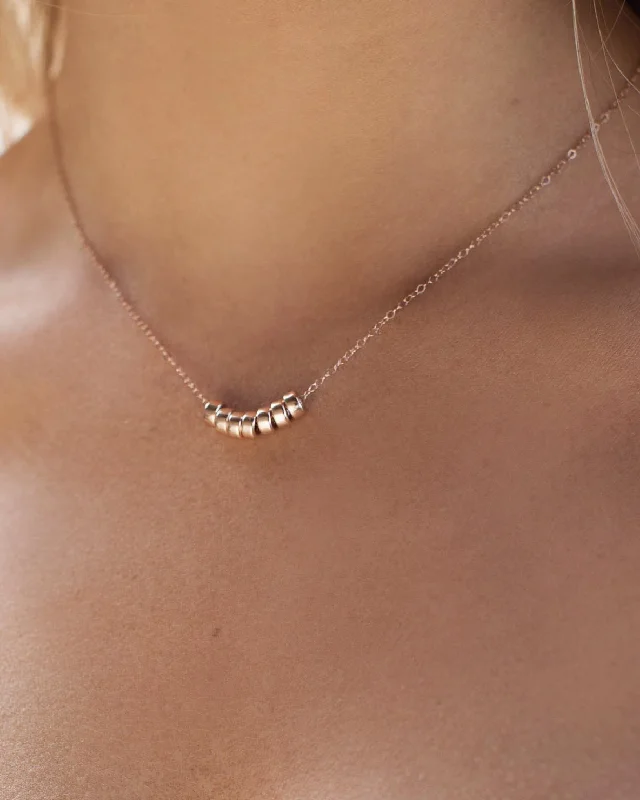 Ladies inspirational necklaces-Seven Ring Necklace  - 14k Rose Gold Fill