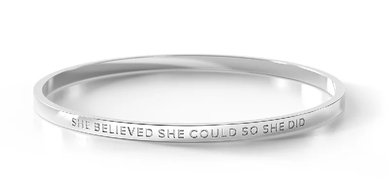 Ladies double bangle bracelets-She Believed She Could So She Did. - Kids/Teens Bangle