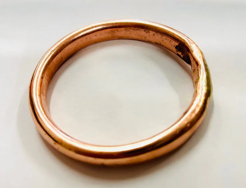 Ladies silver cuff bracelets-Copper smooth anvil bangle