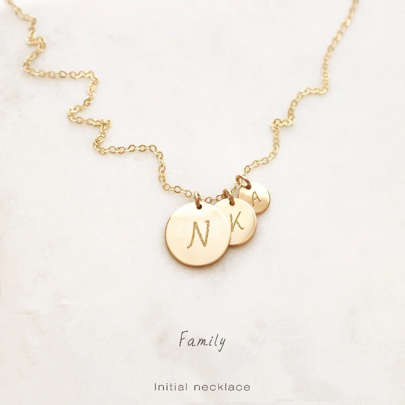 Ladies silver star necklaces-Family Initial Necklace, Family Tree, Family Members, Monogram Circle, Kids Initial, We Necklace, Unisex, Gold Filled, Silver • NDV13D9D6