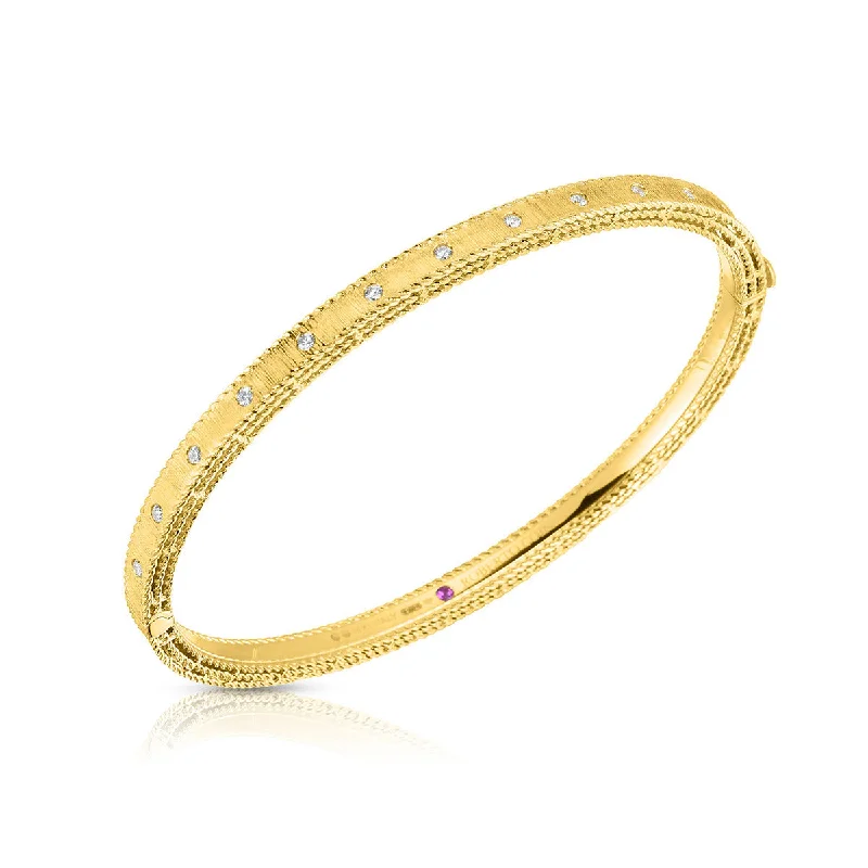 Ladies double bangle bracelets-18K Gold Princess Bangle with Diamonds