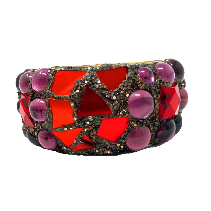 Ladies classic gold bangles-RED AND PURPLE BANGLE