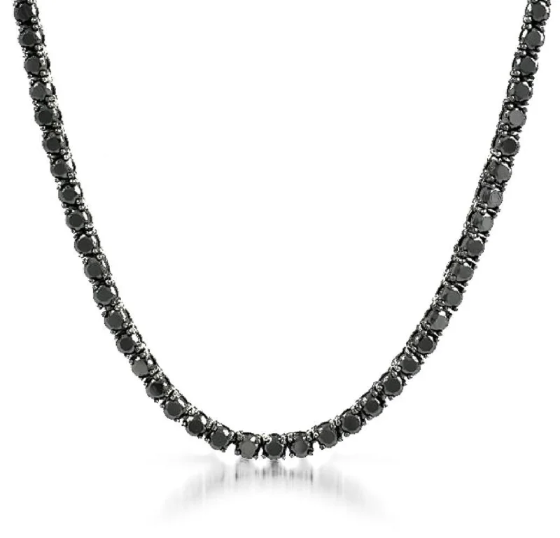 Ladies sapphire necklaces-Authentic Black Tennis Chain Necklace | S925 | Moissanite