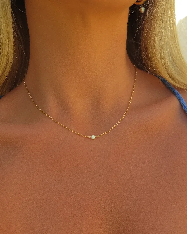 Ladies ruby necklaces-Single Bello Opal Necklace  - 14k Yellow Gold Fill