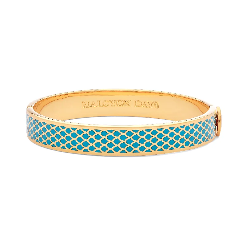 Ladies pearl bangles-Salamander Turquoise & Gold Bangle