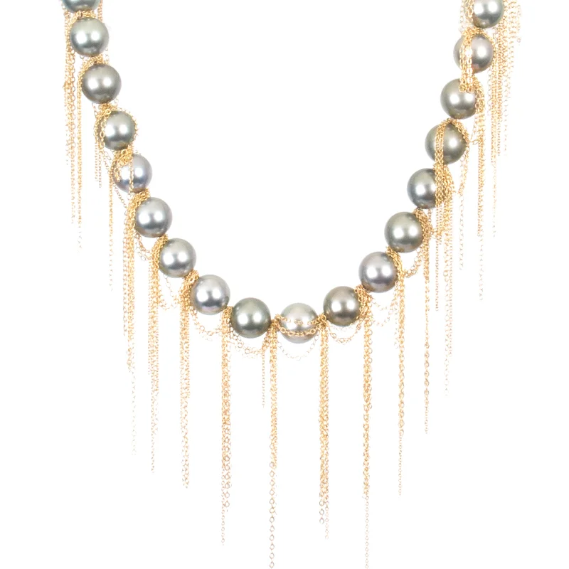 Ladies long necklaces-Tahitian Fringe Necklace