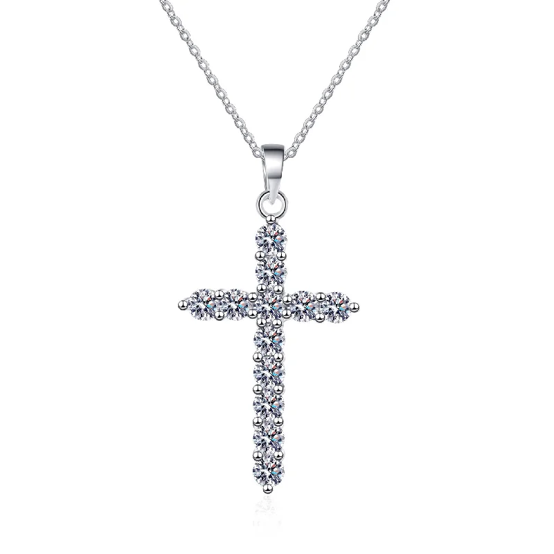 Ladies pearl necklaces-Cross Necklace | S925 | Moissanite