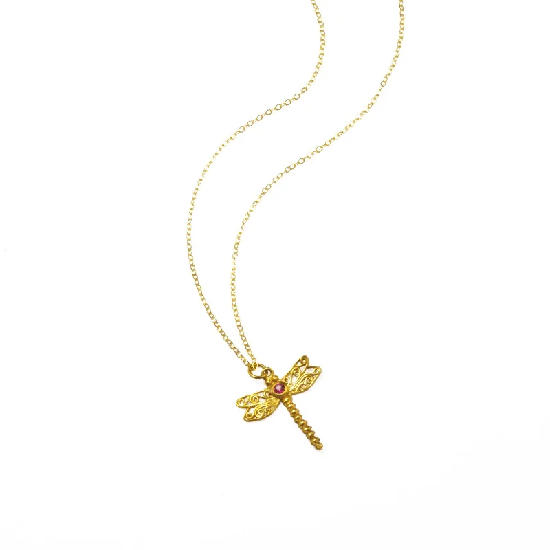 Ladies luxury diamond necklaces-Dragonfly Birthstone Pendant Necklace